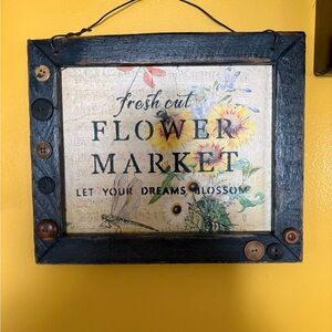 Floral Wall Art with Button Accents